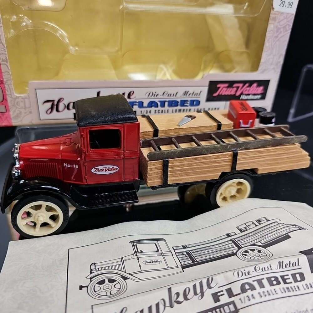 Ertl 1931 Hawkeye Die Cast Metal Flatbed Truck True Value 1/34 Scale Bank 1997